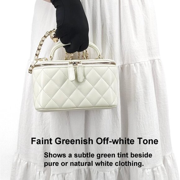 Genuine Leather Mini Crossbody Bag Quilted Gold Chain Purse for Women - Picture 5 of 9